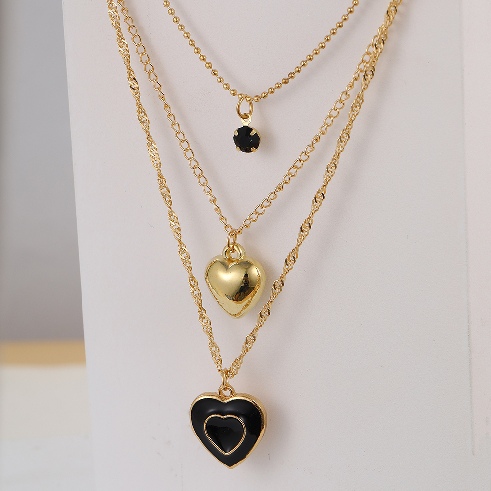Ig Style Simple Style Heart Shape Alloy Enamel Plating Inlay Rhinestones Women's Pendant Necklace display picture 6