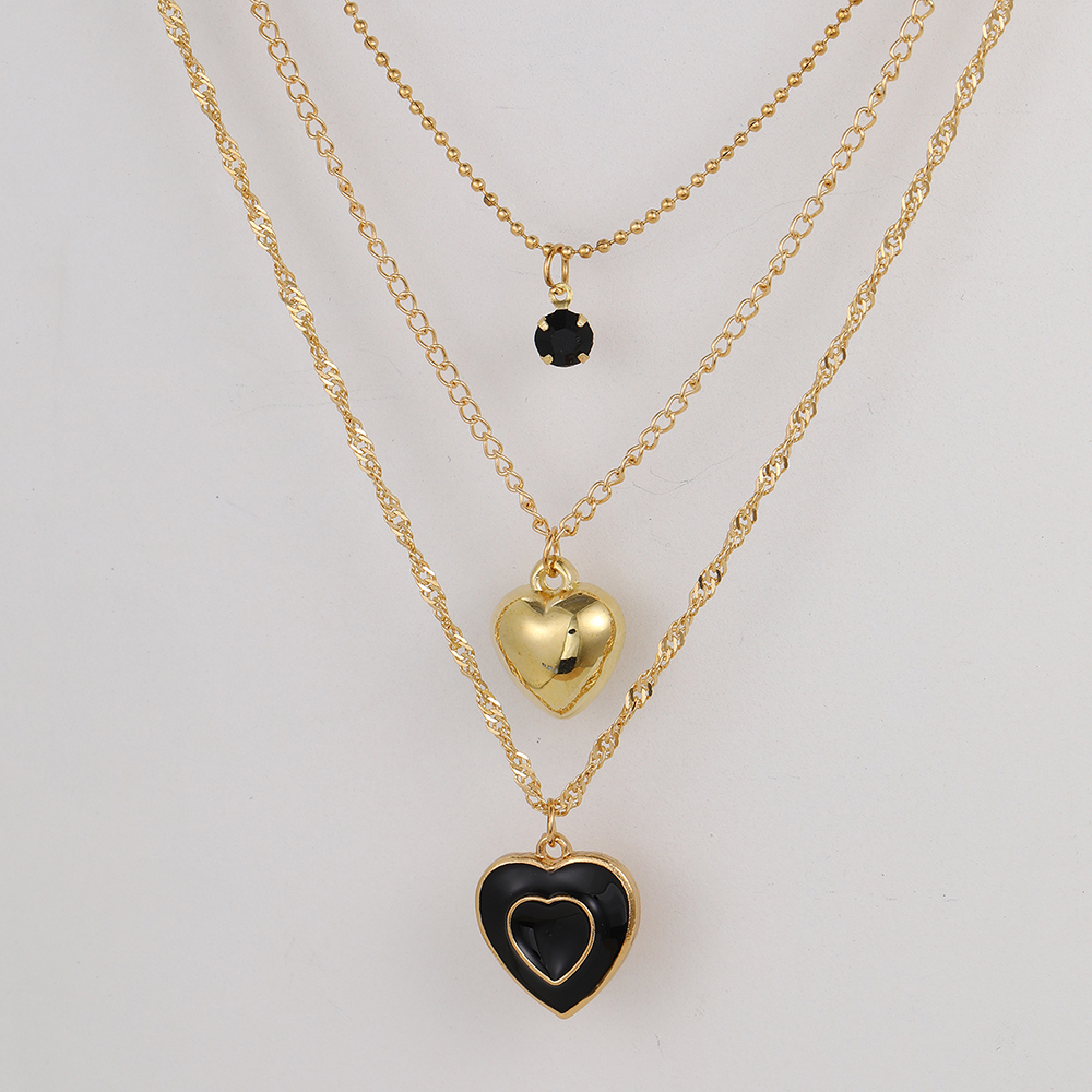 Ig Style Simple Style Heart Shape Alloy Enamel Plating Inlay Rhinestones Women's Pendant Necklace display picture 7