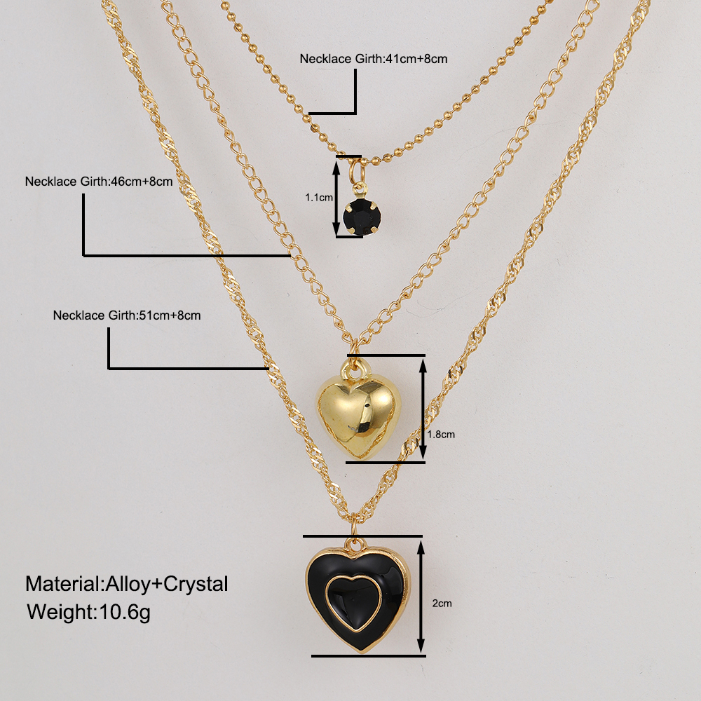 Ig Style Simple Style Heart Shape Alloy Enamel Plating Inlay Rhinestones Women's Pendant Necklace display picture 8
