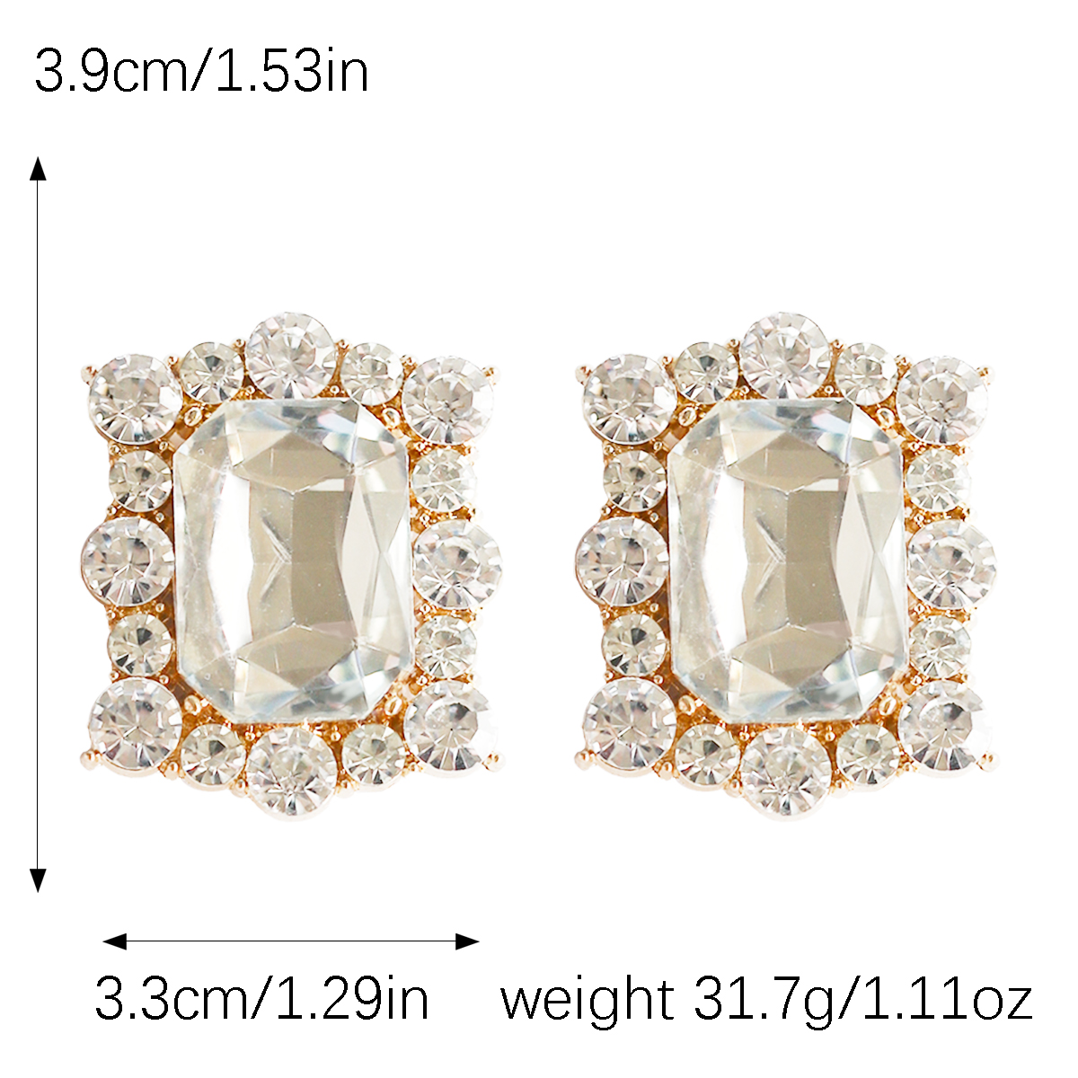 1 Paire Style Simple Brillant Rectangle Placage Incruster Alliage Verre Boucles D'oreilles display picture 6