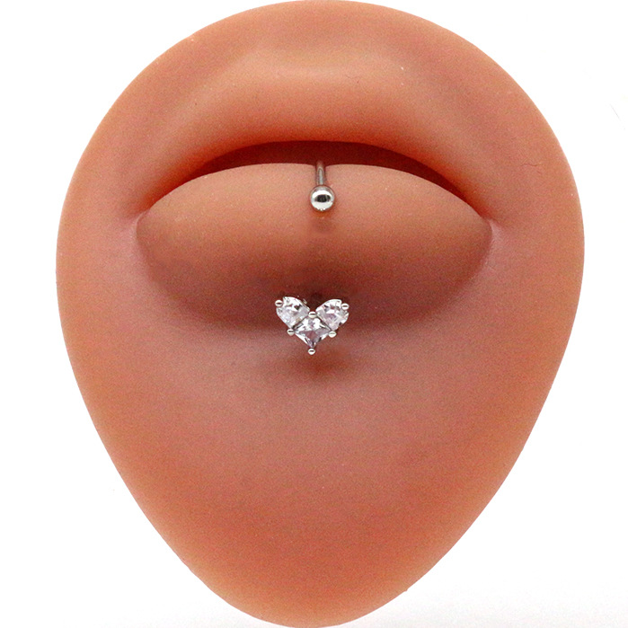 Retro Shiny Moon Heart Shape Flower Stainless Steel Titanium Copper Plating Inlay Zircon White Gold Plated Gold Plated Silver Plated Lip Stud display picture 13