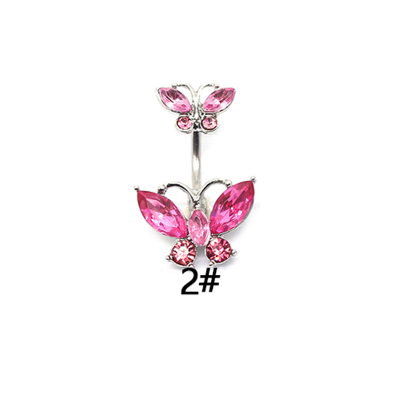 Sexy Shiny Heart Shape Snake Butterfly Stainless Steel Alloy Copper Plating Inlay Zircon White Gold Plated Gold Plated Silver Plated Belly Ring display picture 14