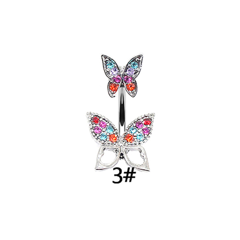 Sexy Shiny Heart Shape Snake Butterfly Stainless Steel Alloy Copper Plating Inlay Zircon White Gold Plated Gold Plated Silver Plated Belly Ring display picture 7