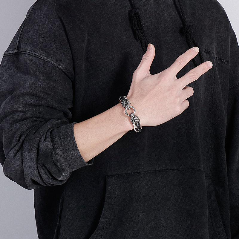 Hip Hop Style Cool Loup Acier Inoxydable Patchwork Hommes Bracelet display picture 11