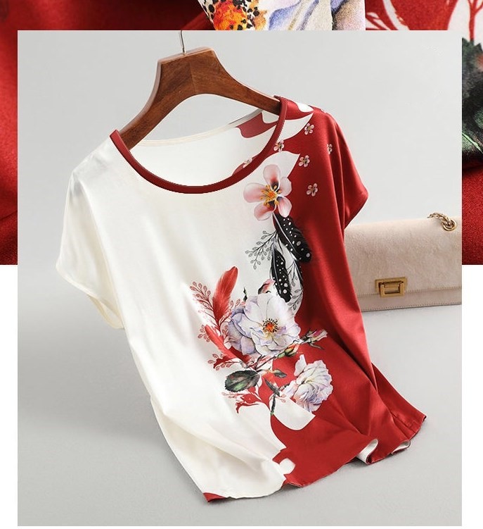 Simple Style Classic Style Flower Polyester Printing T-shirt display picture 1
