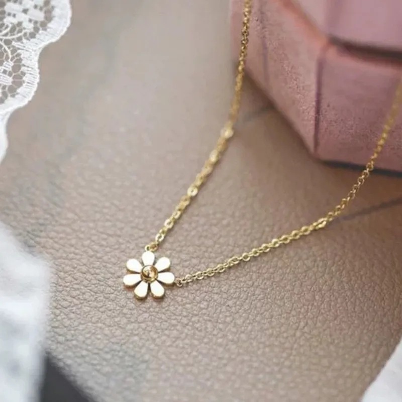Stainless Steel 18K Gold Plated Sweet Simple Style Plating Inlay Daisy Shell display picture 11