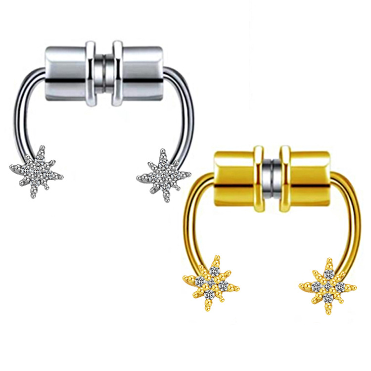 Simple Style Classic Style Solid Color Stainless Steel Alloy Titanium Plating Inlay Rhinestones White Gold Plated Gold Plated Nose Studs display picture 1