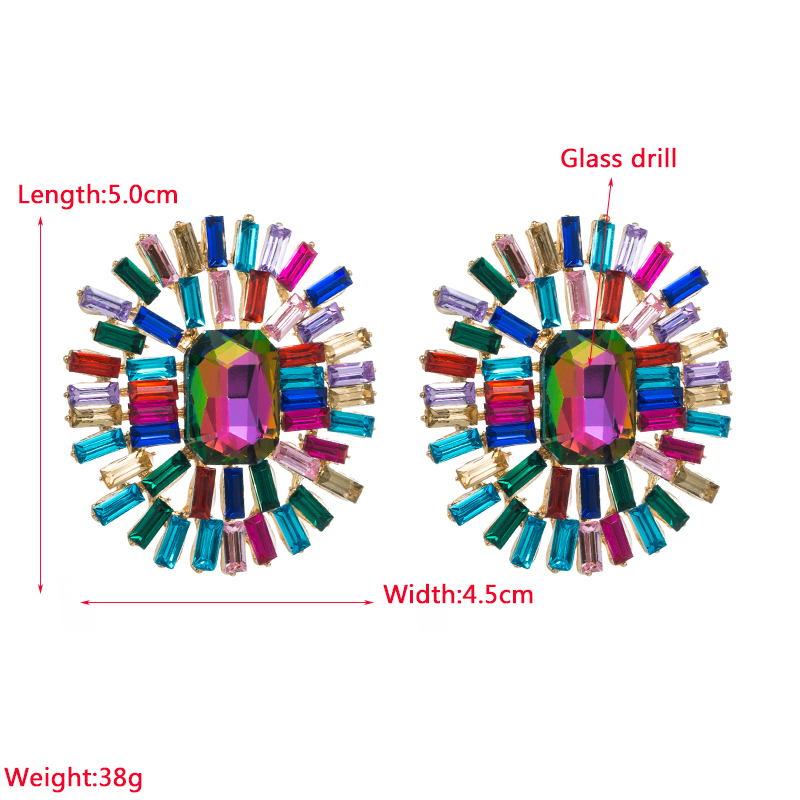 1 Pair Shiny Oval Inlay Alloy Rhinestones Ear Studs display picture 1