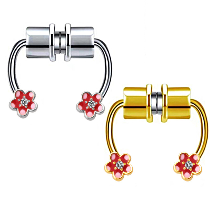 Simple Style Classic Style Solid Color Stainless Steel Alloy Titanium Plating Inlay Rhinestones White Gold Plated Gold Plated Nose Studs display picture 9