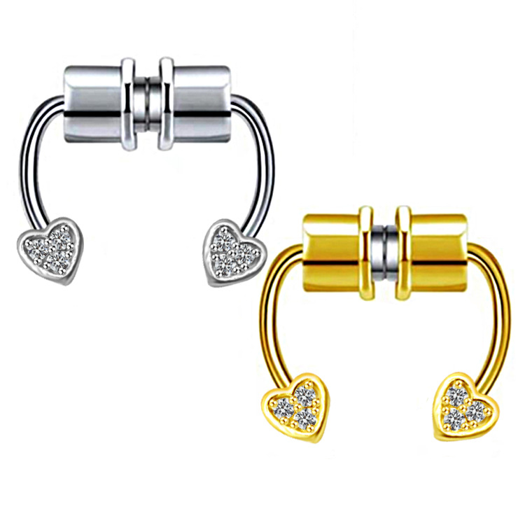 Simple Style Classic Style Solid Color Stainless Steel Alloy Titanium Plating Inlay Rhinestones White Gold Plated Gold Plated Nose Studs display picture 7
