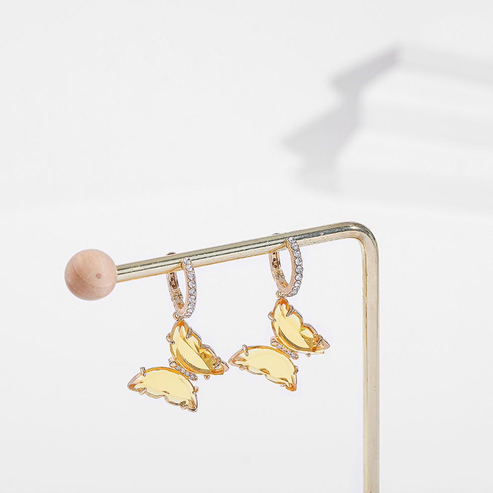 1 Paar Feenhafter Stil Schmetterling Inlay Aryl Künstlicher Diamant Tropfenohrringe display picture 2