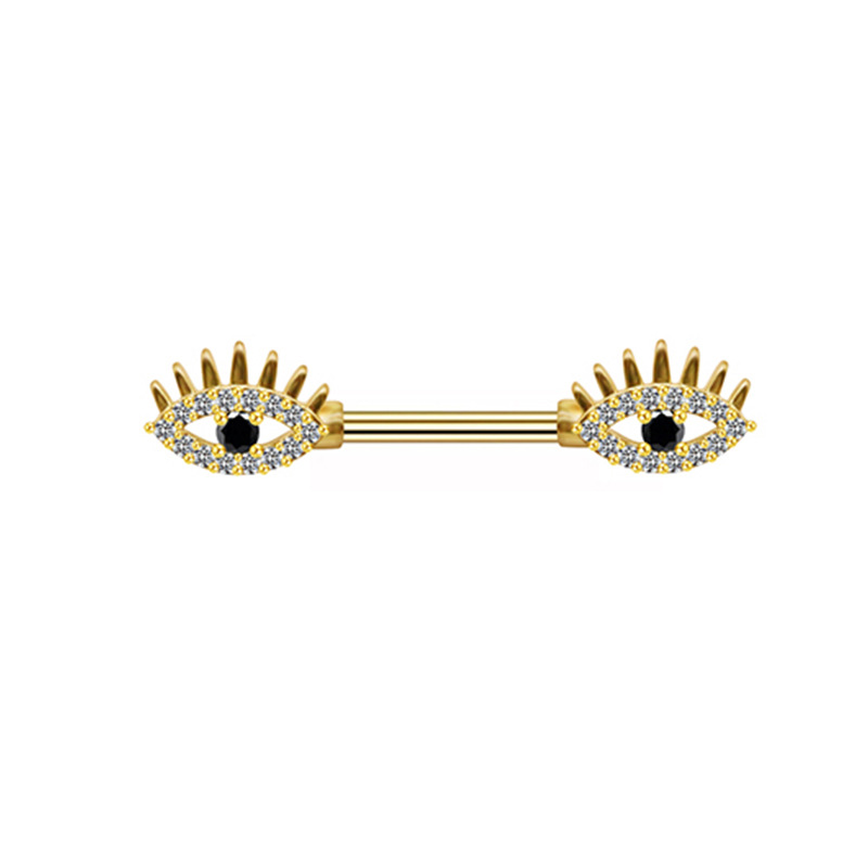 Sexy Cherry Eye Stainless Steel Copper Plating Inlay Zircon White Gold Plated Gold Plated Nipple Ring display picture 6