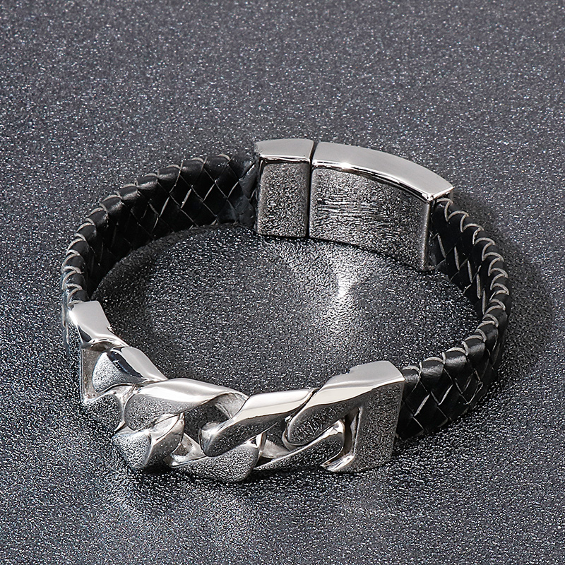 Hip-hop Cool Style Chains Print Stainless Steel Patchwork Men's Bangle display picture 1
