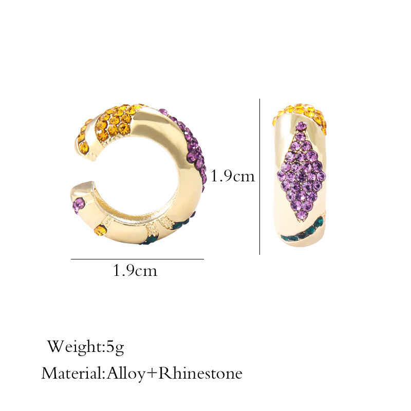 Wholesale Jewelry Streetwear C Shape Metal Rhinestones Inlay Ear Clips display picture 3