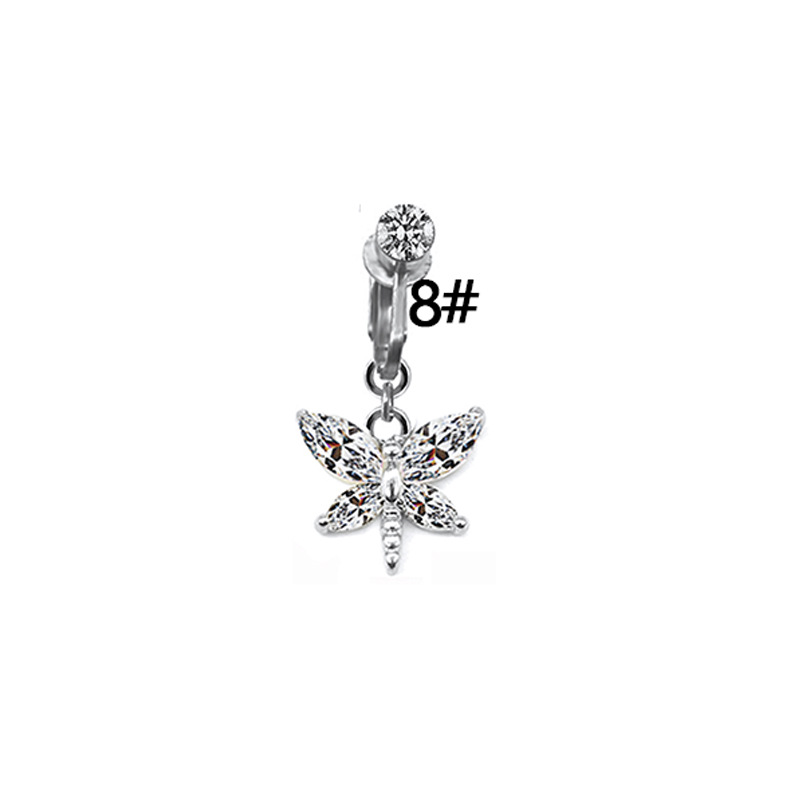 Simple Style Heart Shape Eye Stainless Steel Copper Plating Inlay Zircon White Gold Plated Gold Plated Belly Ring display picture 9