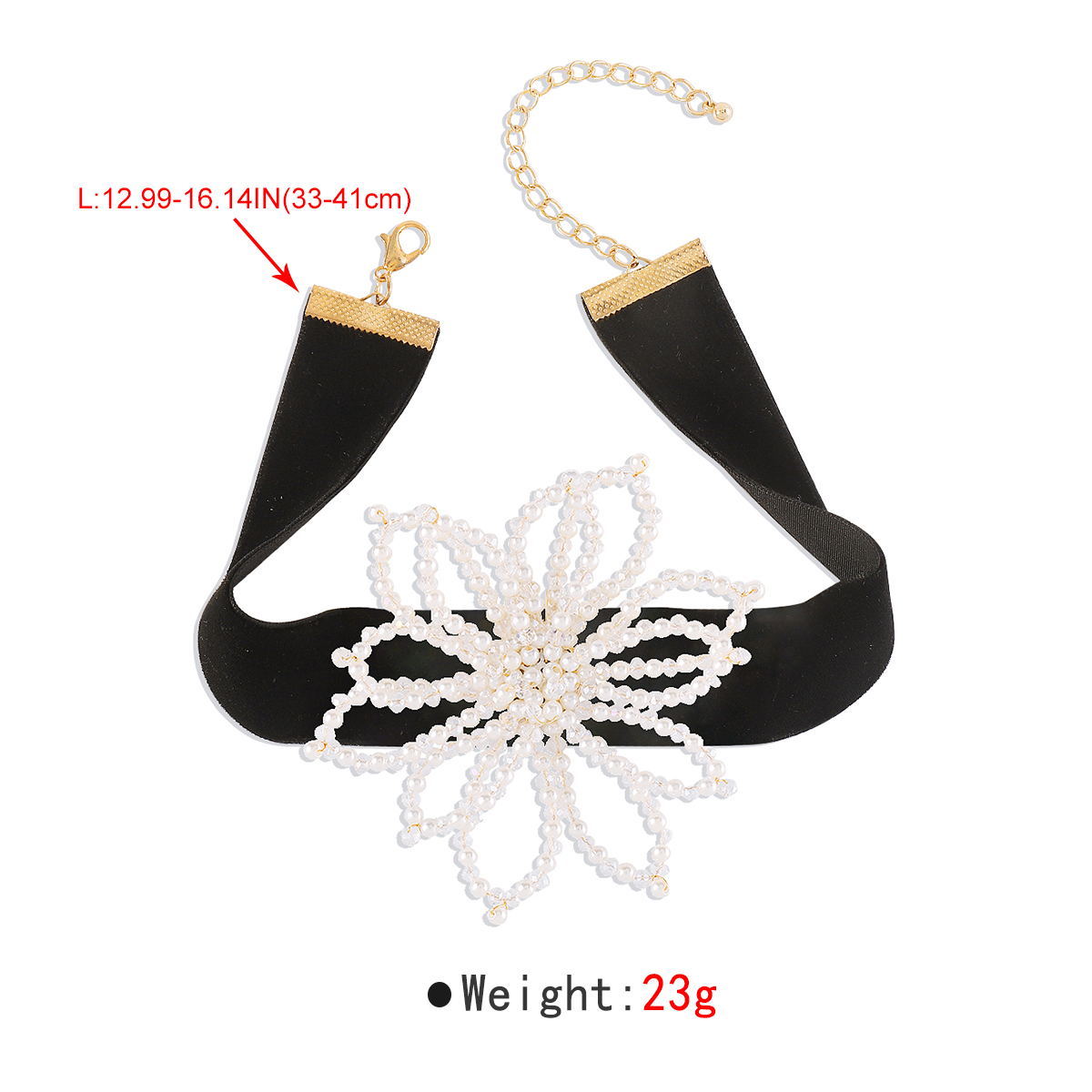 Wholesale Jewelry Elegant Flower Imitation Pearl Flocking Cloth Iron Handmade Hollow Out Choker display picture 10