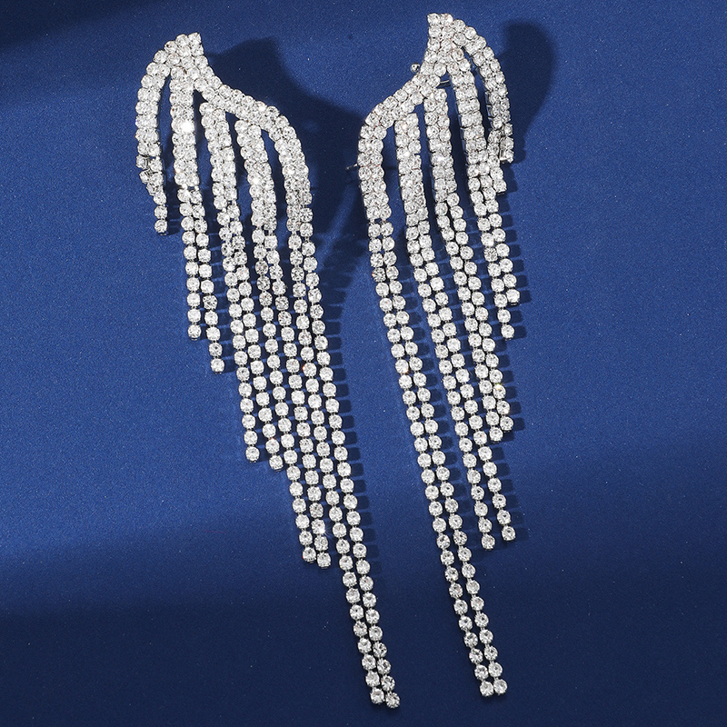 1 Paar Einfacher Stil Flügel Inlay Legierung Künstlicher Diamant Tropfenohrringe display picture 1