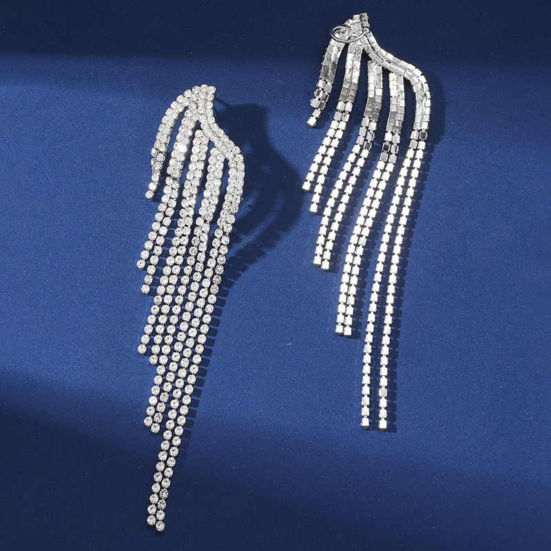 1 Paar Einfacher Stil Flügel Inlay Legierung Künstlicher Diamant Tropfenohrringe display picture 2