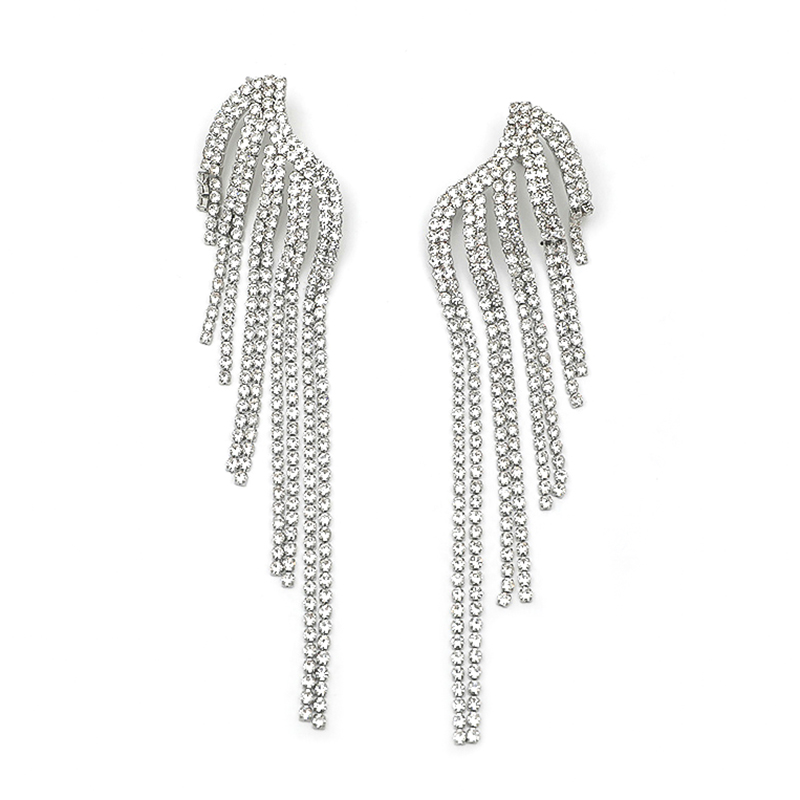 1 Pair Simple Style Wings Inlay Alloy Artificial Diamond Drop Earrings display picture 3