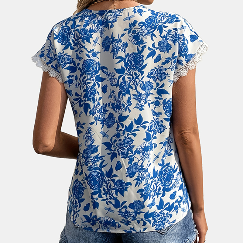 Women's Blouse Short Sleeve Blouses Casual Elegant Ditsy Floral display picture 2