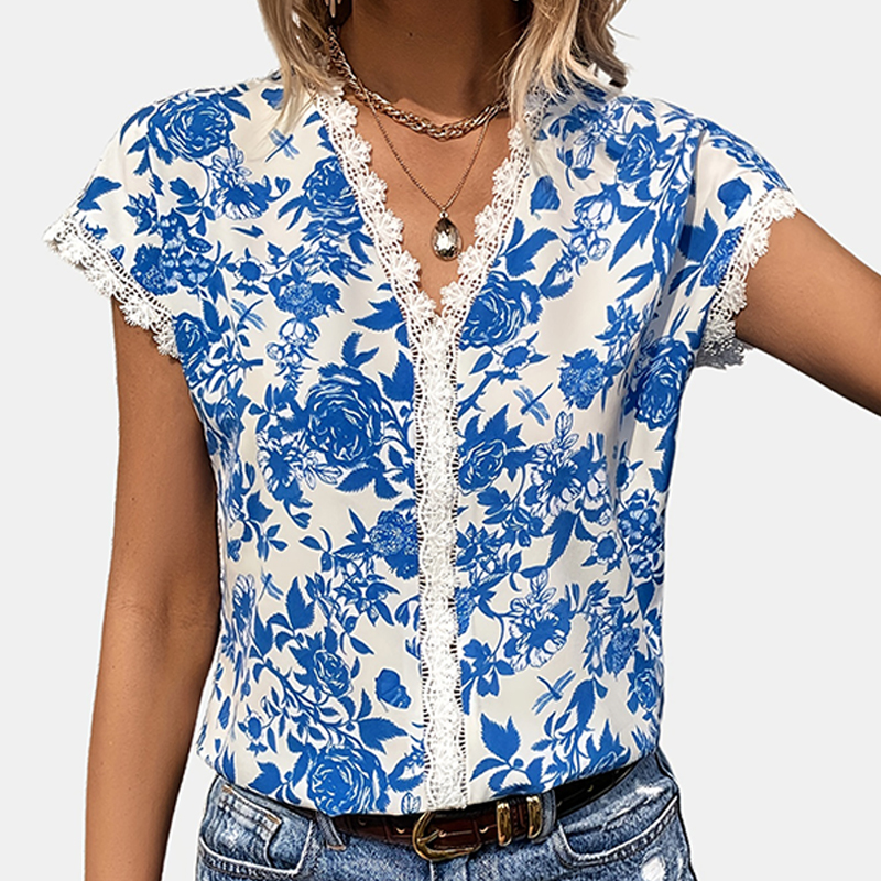 Women's Blouse Short Sleeve Blouses Casual Elegant Ditsy Floral display picture 1