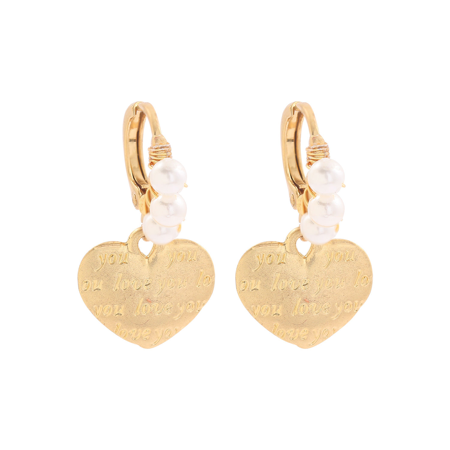 1 Pair Modern Style Heart Shape Plating Artificial Pearl Alloy Drop Earrings display picture 8