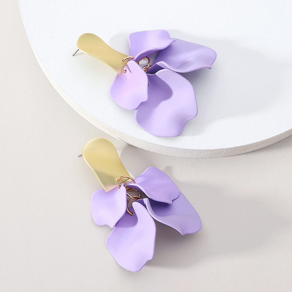 1 Pair Elegant Luxurious Sweet Petal Alloy Dangling Earrings display picture 4