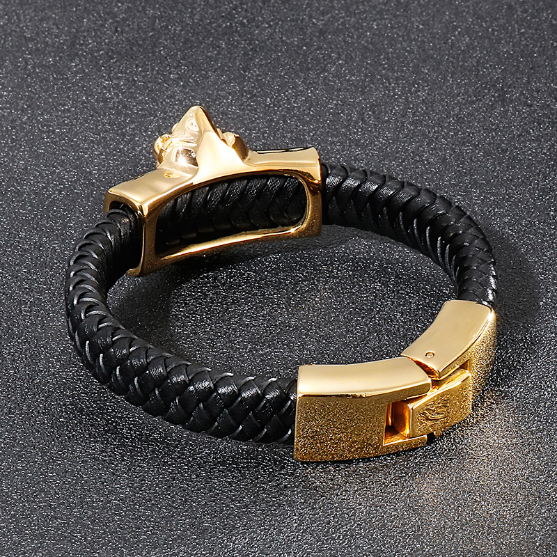 Punk Streetwear Animal Lion Stainless Steel 18K Gold Plated Men'S Bangle display picture 5