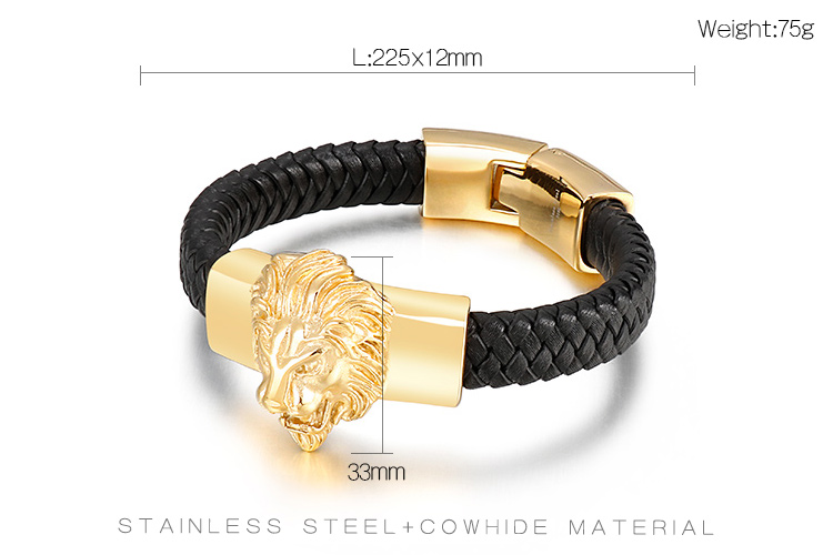 Punk Streetwear Animal Lion Stainless Steel 18K Gold Plated Men'S Bangle display picture 1