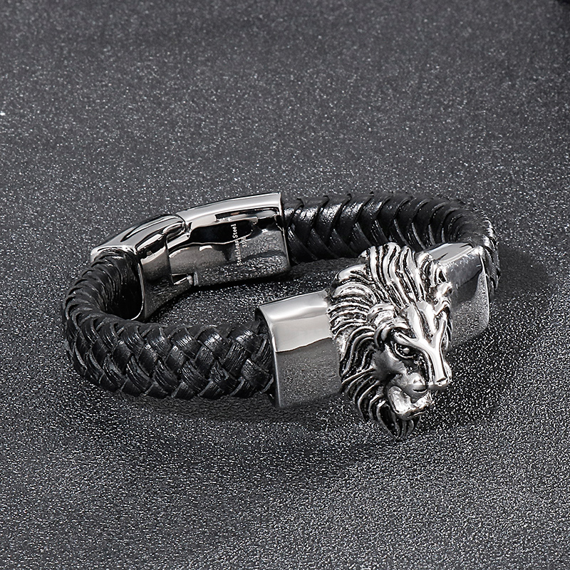 Punk Streetwear Animal Lion Stainless Steel 18K Gold Plated Men'S Bangle display picture 8