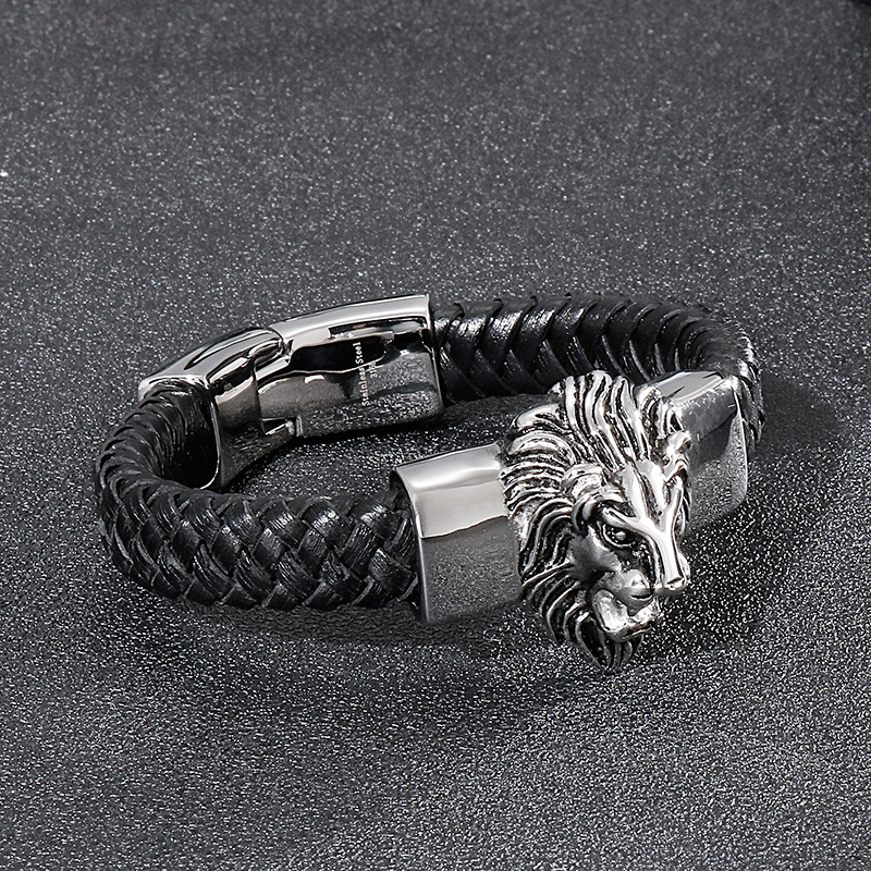 Punk Vêtement De Rue Animal Lion Acier Inoxydable Plaqué Or 18K Hommes Bracelet display picture 8