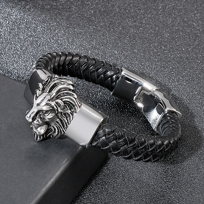 Punk Streetwear Animal Lion Stainless Steel 18K Gold Plated Men'S Bangle display picture 9