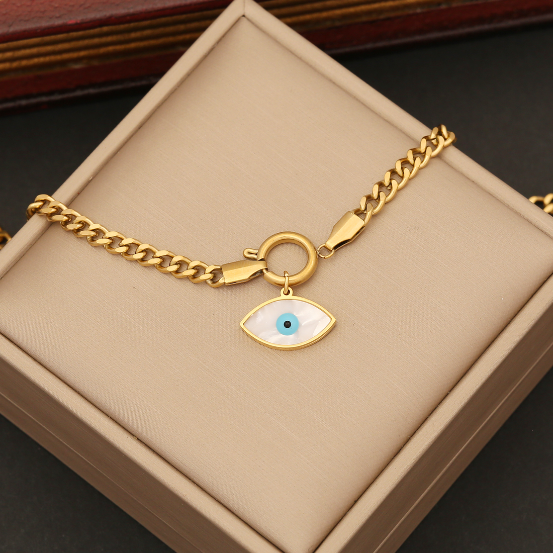 Stainless Steel 18K Gold Plated Streetwear Enamel Eye Bracelets Earrings Necklace display picture 3