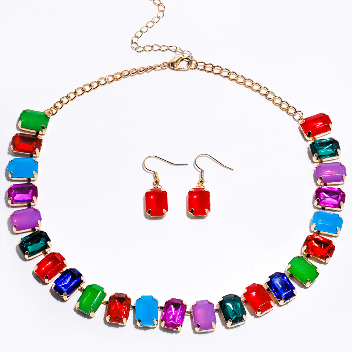 Elegant Luxurious Shiny Rectangle Alloy Inlay Resin Women's Jewelry Set display picture 2
