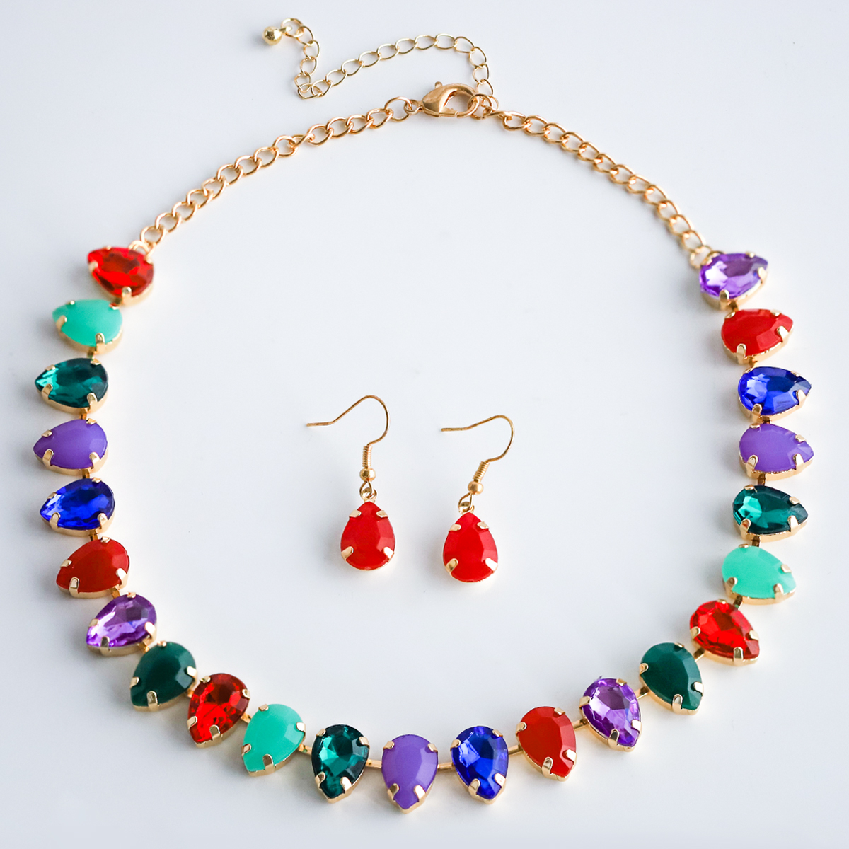 Elegant Luxurious Shiny Water Droplets Alloy Chain Inlay Resin Women's Jewelry Set display picture 2