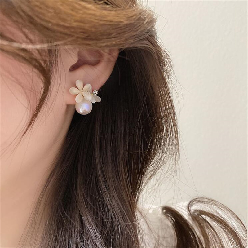 1 Pair Ig Style Sweet Flower Plating Inlay Alloy Artificial Pearls Rhinestones Opal Ear Studs display picture 8