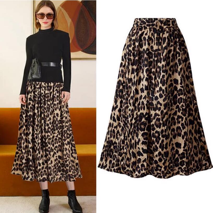 Winter Spring Autumn Casual Leopard Polyester Midi Dress Skirts display picture 1