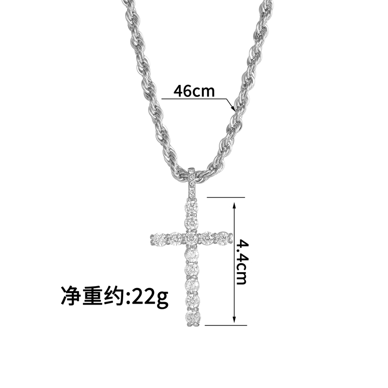 304 Stainless Steel Punk Streetwear Inlay Cross Zircon Pendant Necklace display picture 2