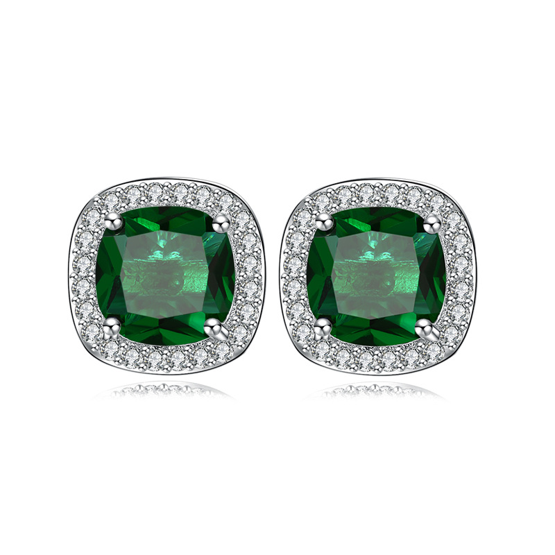 1 Pair Sweet Simple Style Square Plating Inlay Copper Zircon Rhodium Plated Ear Studs display picture 3