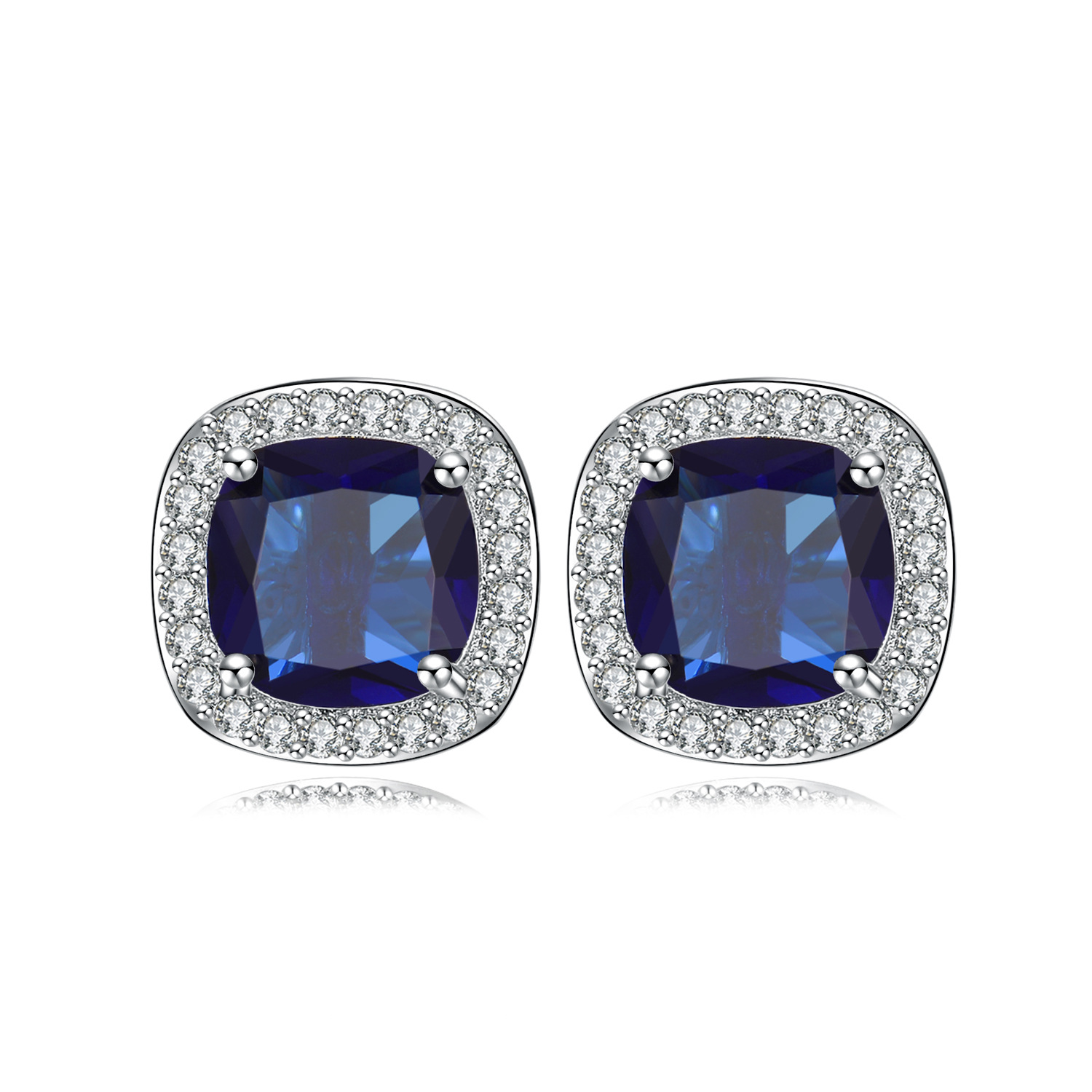 1 Pair Sweet Simple Style Square Plating Inlay Copper Zircon Rhodium Plated Ear Studs display picture 4