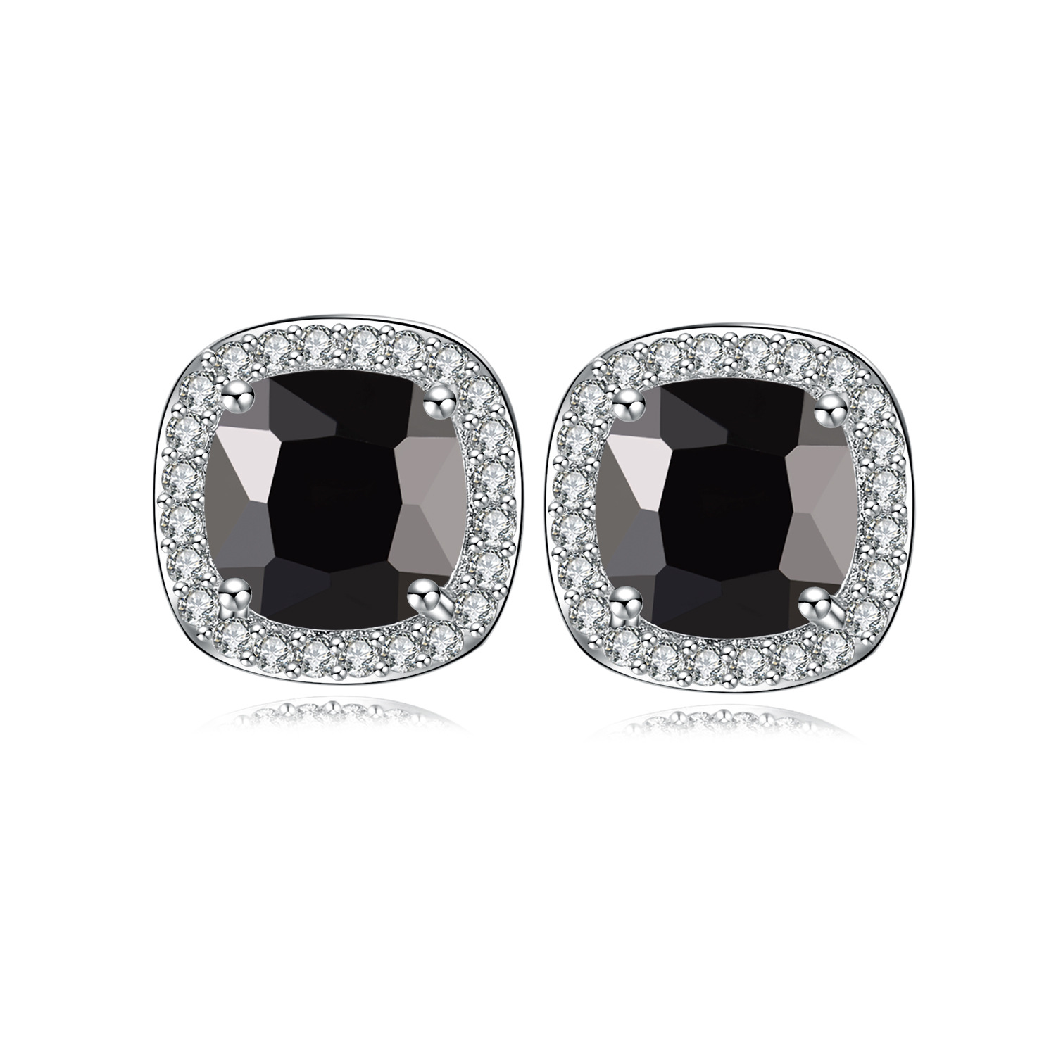 1 Pair Sweet Simple Style Square Plating Inlay Copper Zircon Rhodium Plated Ear Studs display picture 6