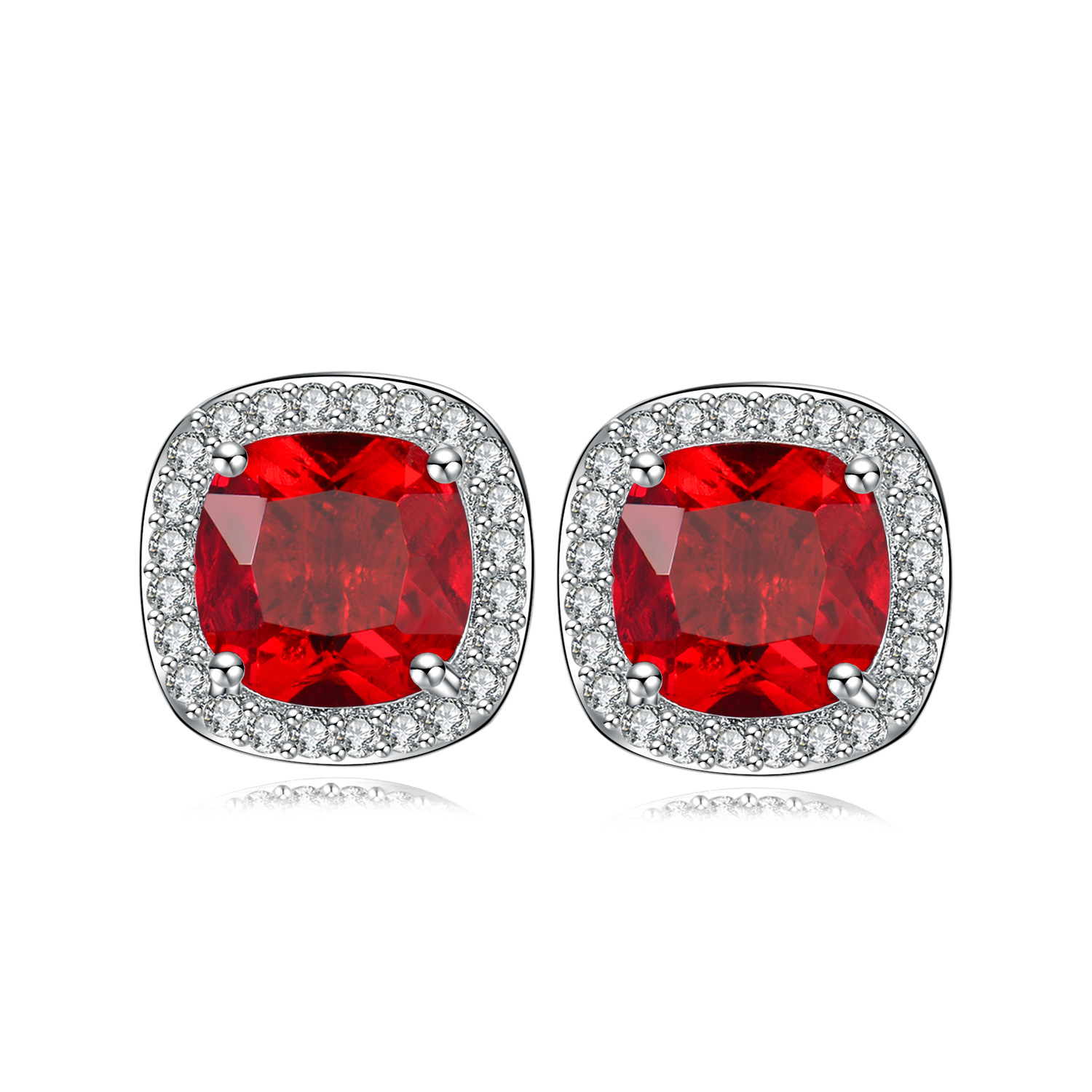 1 Pair Sweet Simple Style Square Plating Inlay Copper Zircon Rhodium Plated Ear Studs display picture 5
