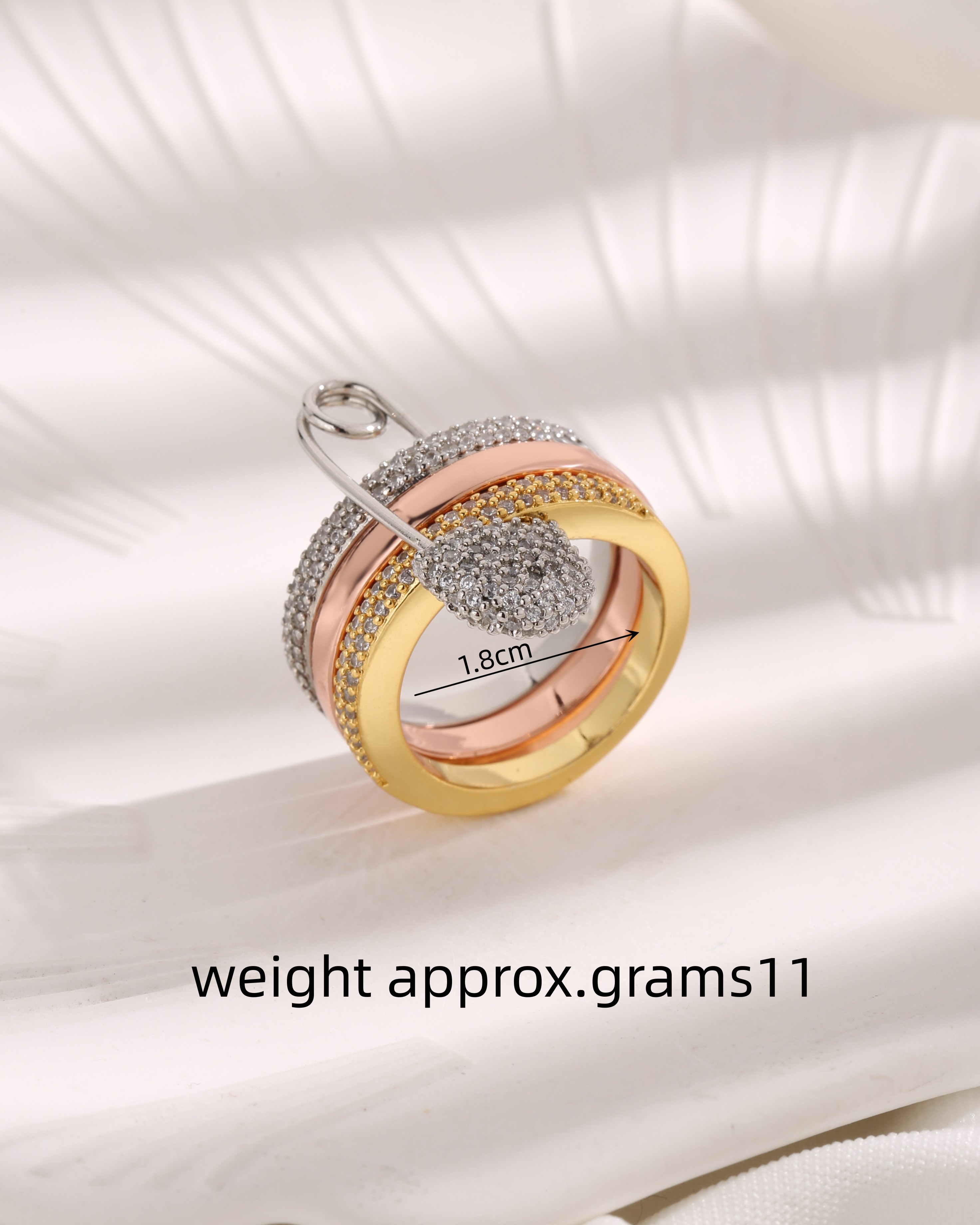 Basic Einfacher Stil Geometrisch Kupfer Überzug Inlay Zirkon 18 Karat Vergoldet Ringe display picture 3
