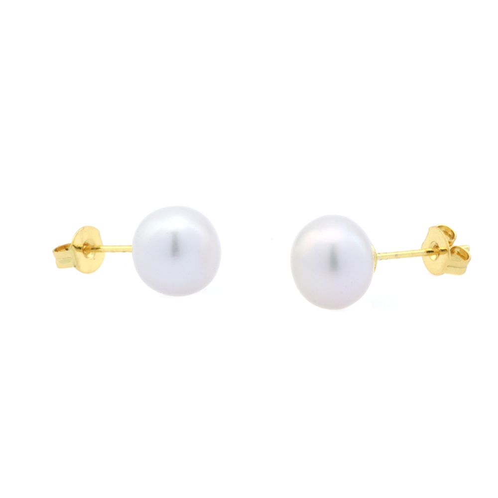 1 Pair Basic Simple Style Round Plating Freshwater Pearl Copper 18k Gold Plated Ear Studs display picture 7