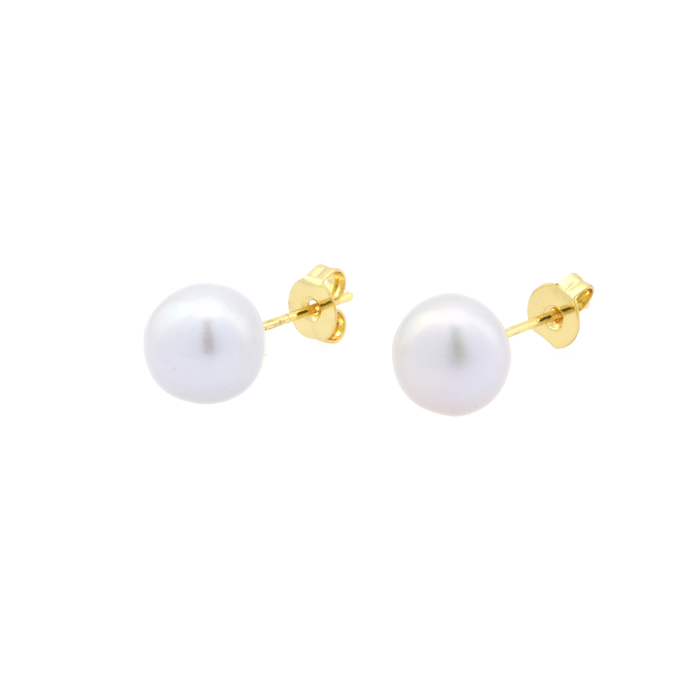 1 Pair Basic Simple Style Round Plating Freshwater Pearl Copper 18k Gold Plated Ear Studs display picture 6