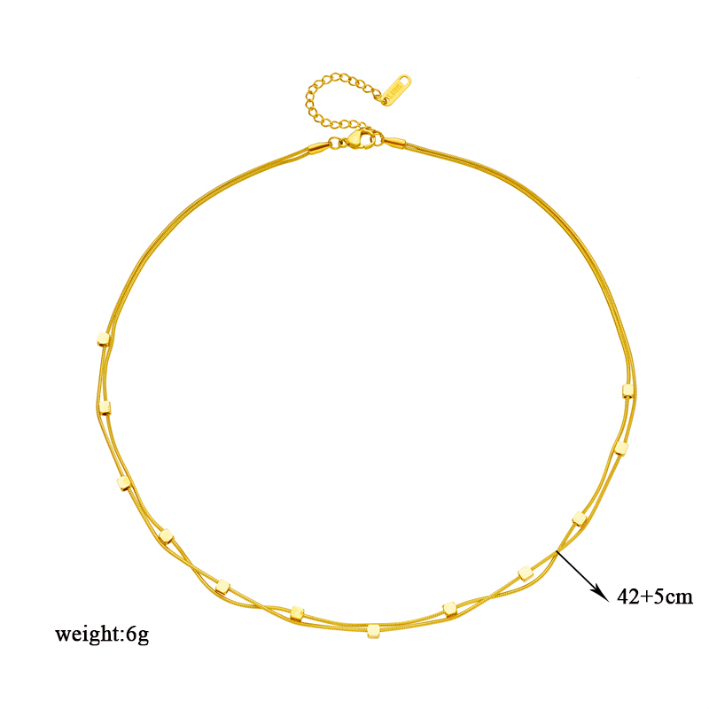 Einfacher Stil Geometrisch Rostfreier Stahl Überzug 18 Karat Vergoldet Geschichtete Halskette display picture 1