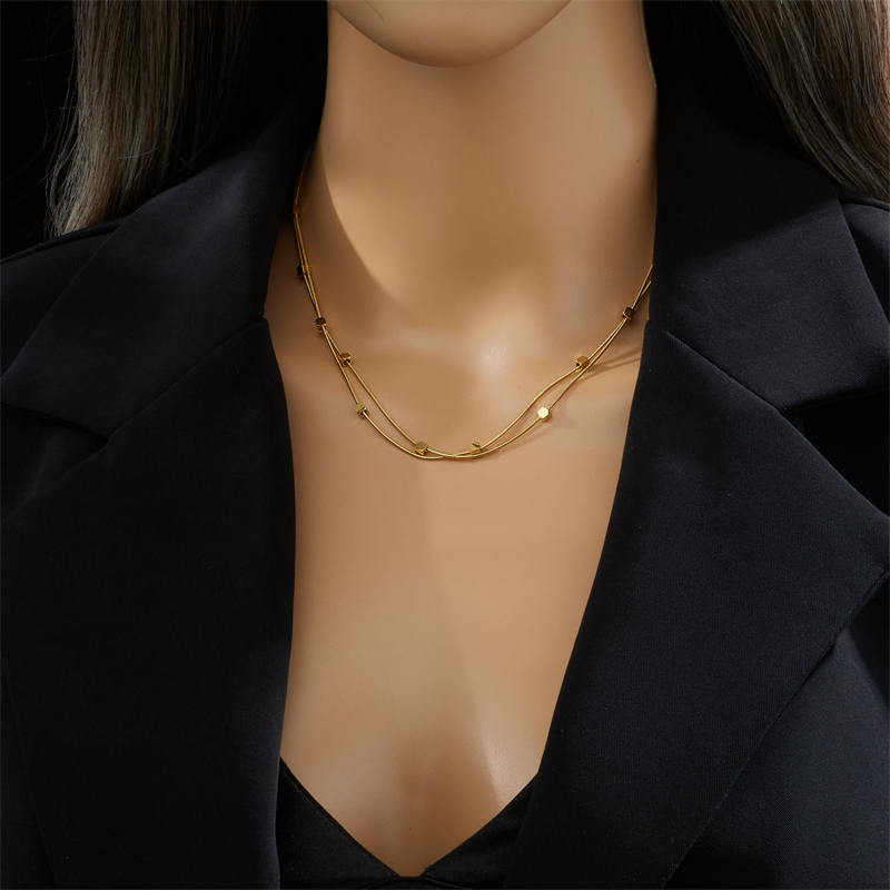 Simple Style Geometric Stainless Steel Plating 18k Gold Plated Layered Necklaces display picture 6