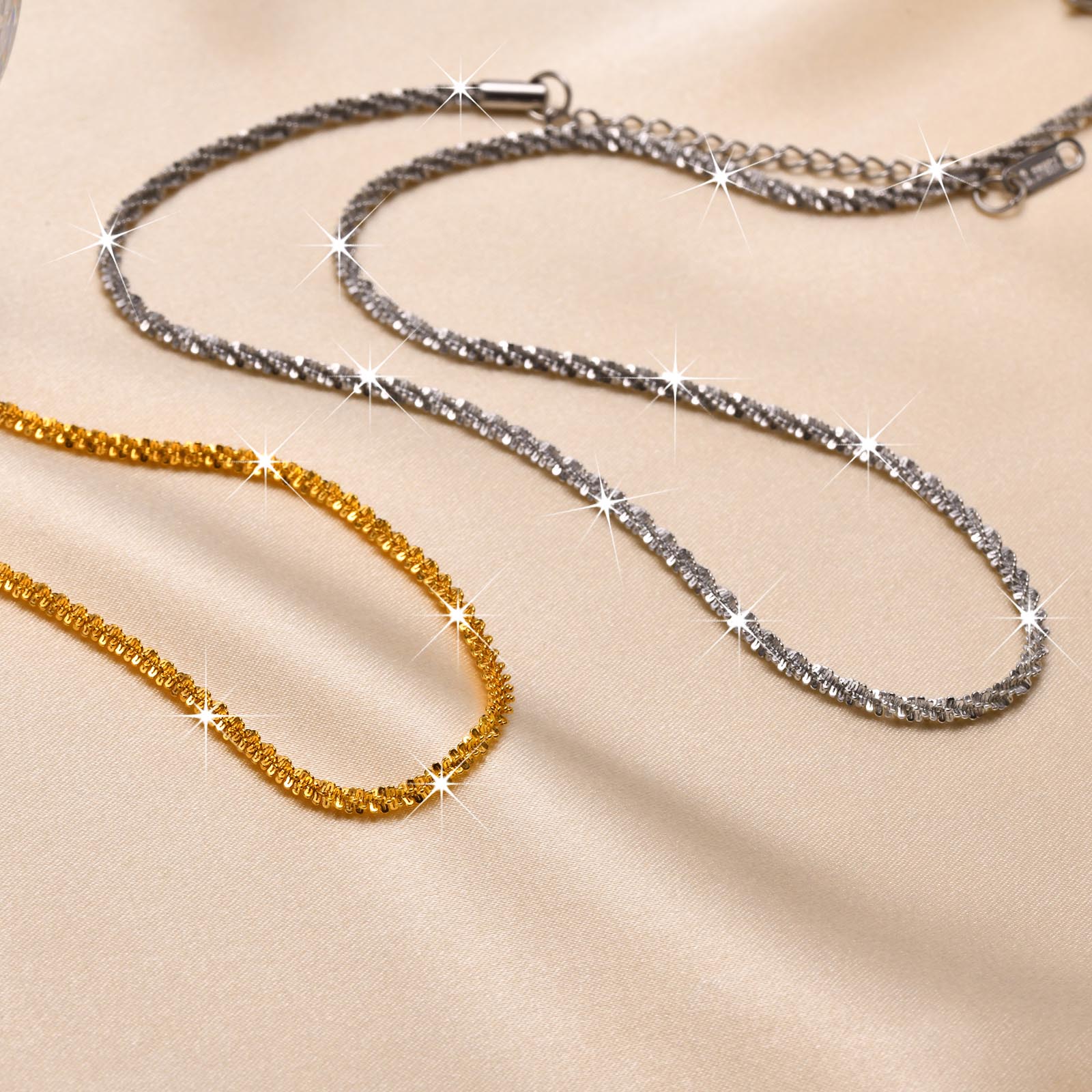 Rostfreier Stahl Vergoldet Einfacher Stil Überzug Einfarbig Halskette display picture 8