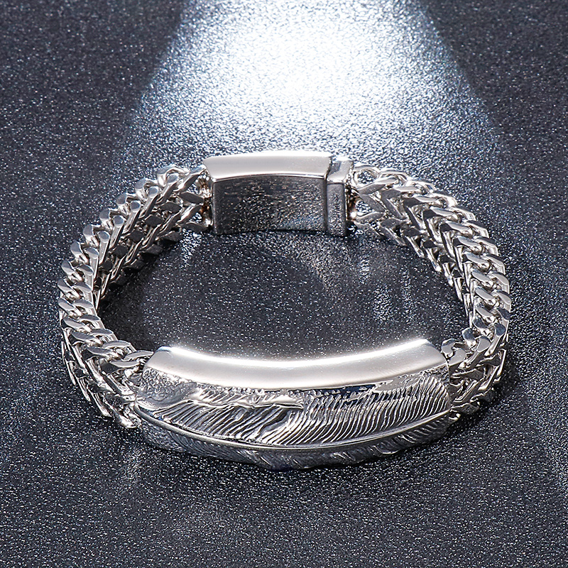 Hip-hop Cross Feather Titanium Steel Plating Men's Bracelets display picture 5