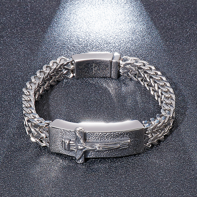 Hip-hop Cross Feather Titanium Steel Plating Men's Bracelets display picture 4